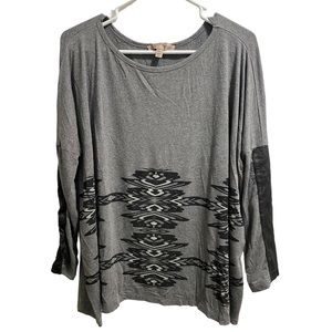Women’s Red 23 Long-Sleeve Top, size Large, Gray & Black